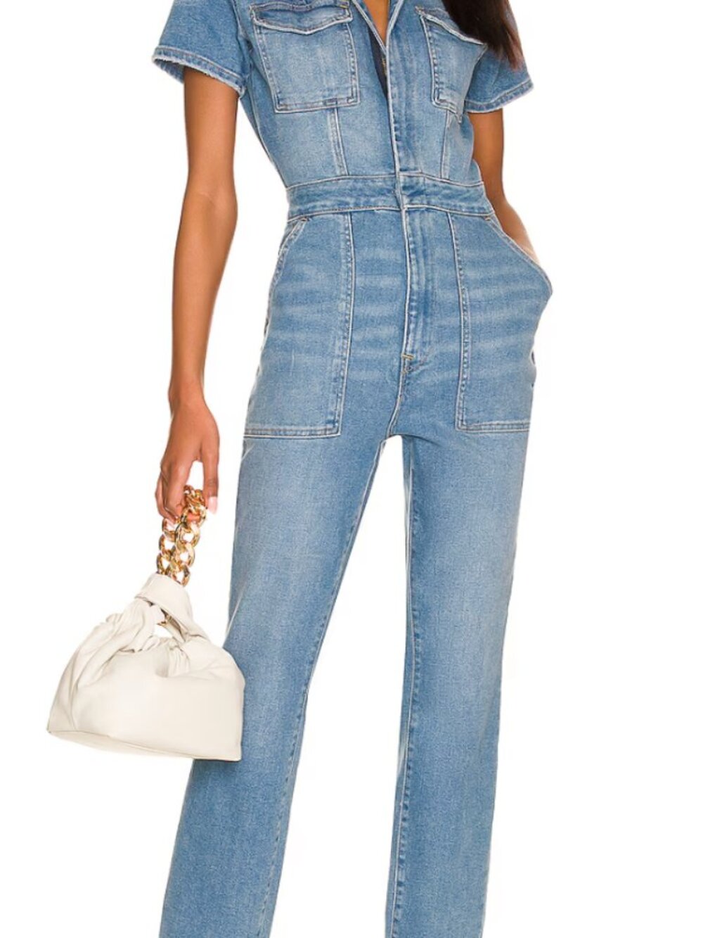 GOOD AMERICAN denim Jumpsuit- light blue. size XS